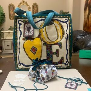 NEW Brighton Charmed Love Tote WITH Matching Jewelry/ Makeup Pouch